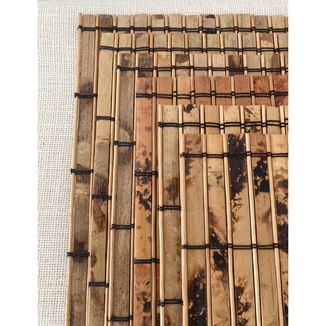 Vintage Tortoise Shell Burnt Bamboo Wood Placemats, Set of 6 | Chairish