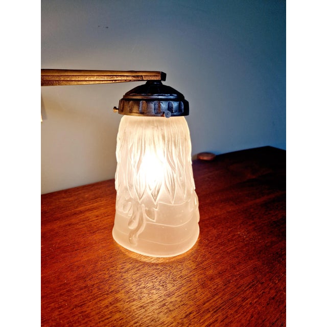 1920s Art Deco Double Wall Light in Nickel-Plated Bronze, 1920s For Sale - Image 5 of 14