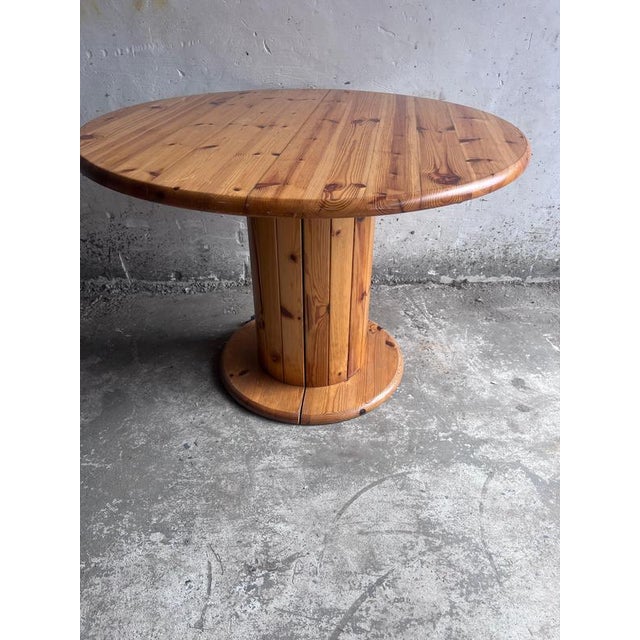 Round Pine Dining Table, 1970s For Sale - Image 8 of 9