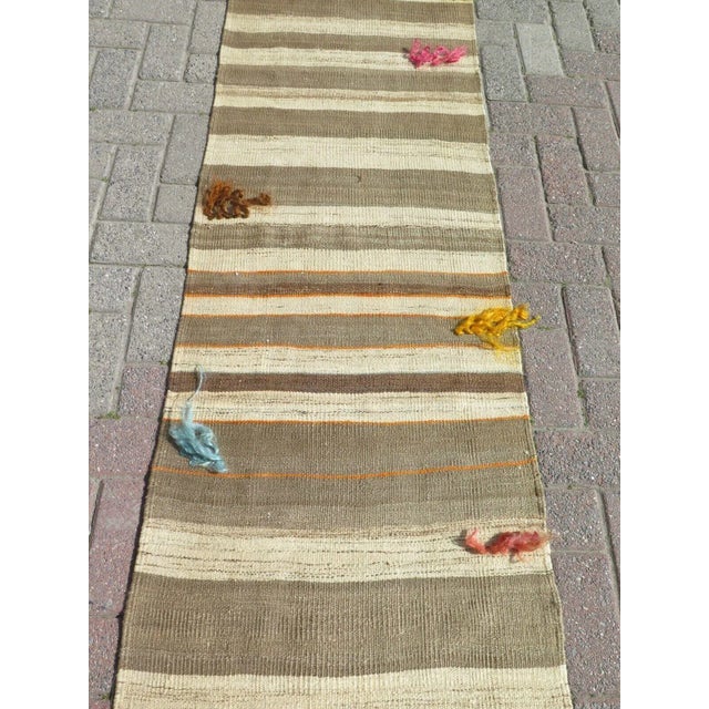 Mid-Century Modern Tribal Modern Kilim Runner - 23" X 121" For Sale - Image 3 of 12
