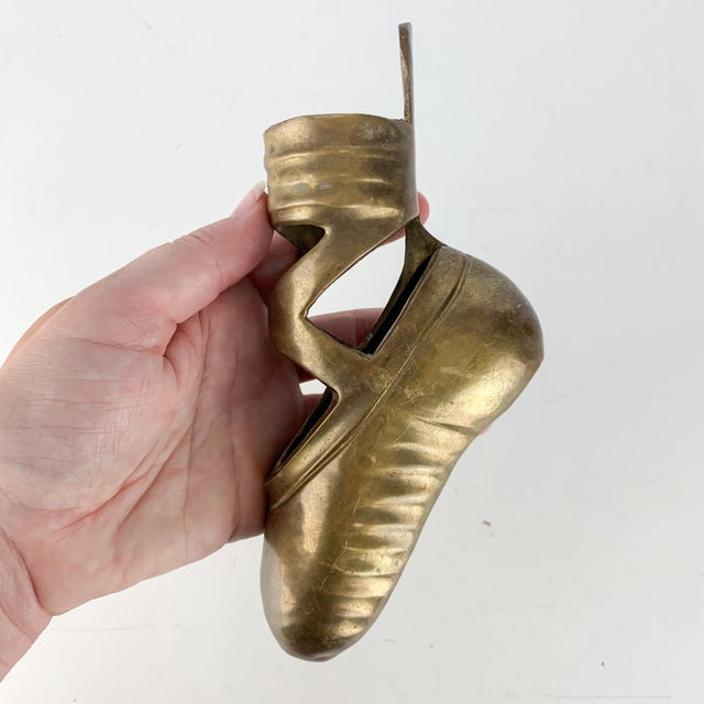 Vintage Brass Ballet Pointe Shoe With Hole for Wall Hanging Pocket For Sale In Baltimore - Image 6 of 9