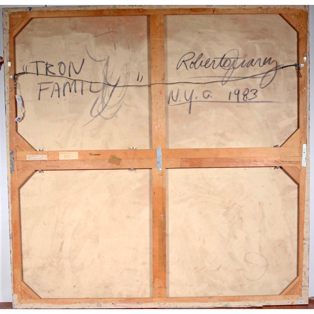 Roberto Juarez, Large Colorful 1983 Neo Expressionist Roberto Juarez Oil Painting Tron Family, 1983 For Sale - Image 10 of 18