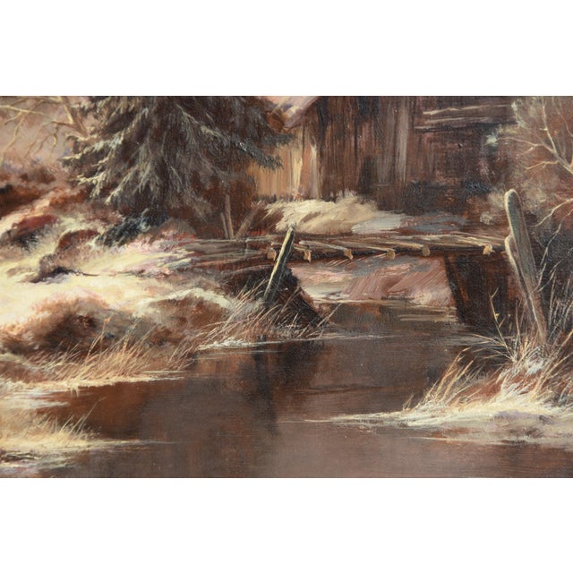 Hermann Dieste, Winter Forest Landscape, 1980s, Oil, Framed For Sale - Image 10 of 12
