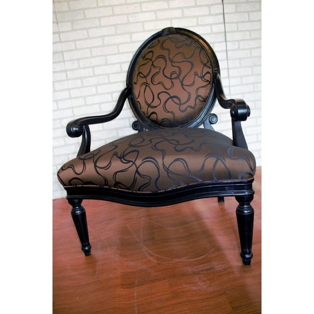 Modern Sam Moore Ebonized Wood Round Back Armchair For Sale - Image 3 of 6