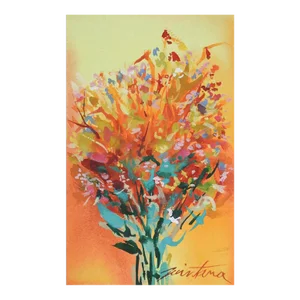 Small Contemporary Bright Floral Watercolor Painting