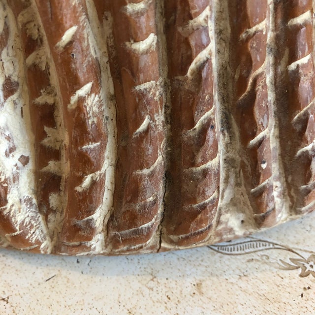 1980s Hollywood Regency Old Wood Yellow Pine Carved Tassel Side Table For Sale - Image 9 of 9