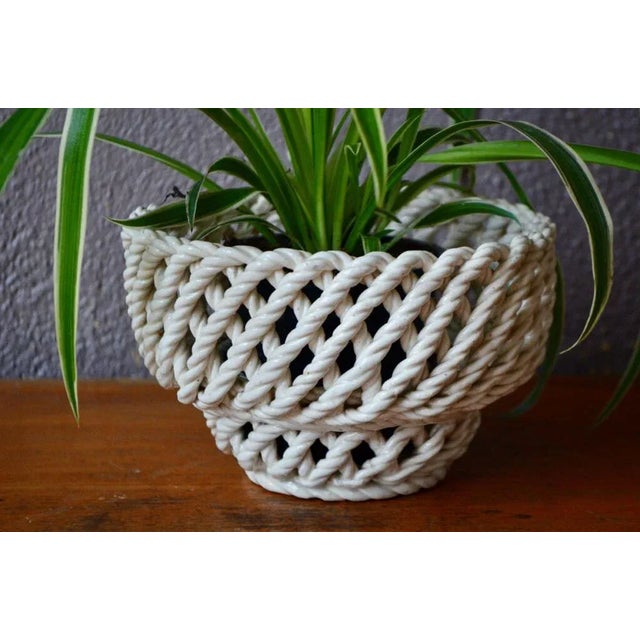 Boho Chic Lace Earthenware Jar Cache, 1940s For Sale - Image 3 of 9