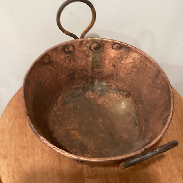 Antique Hand Hammered Copper Jam Pot/Primitive Cauldron With Iron Handles For Sale In Chicago - Image 6 of 12