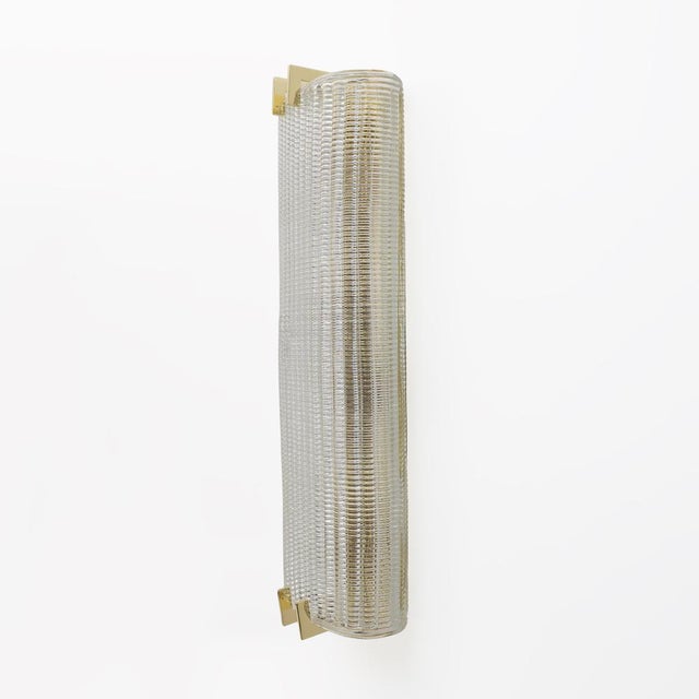 Modern Italian Brass and Murano Glass Textured Wall Sconces, 2000, Set of 2 For Sale - Image 6 of 12