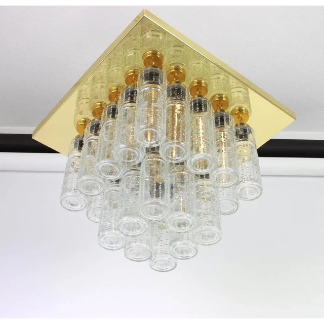 Large Brass Crystal Glass Chandelier from Limburg, Germany, 1960s For Sale - Image 3 of 8