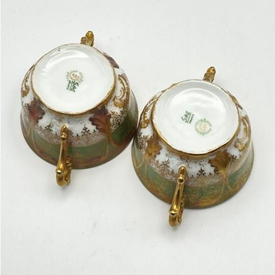 Pair of Antique 1800s Gda Limoges (Gerard, Dufraisseix & Abbot) Bouillon / Cream Soup Cups Rare For Sale - Image 15 of 18