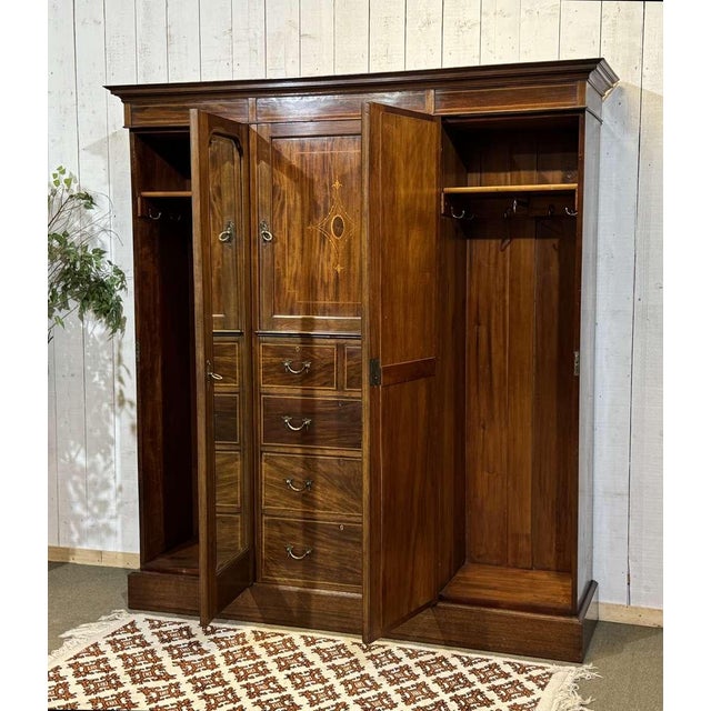 Wood 19th Century English Mahogany Wardrobe For Sale - Image 7 of 18