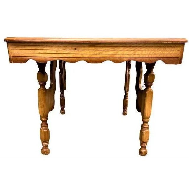 Spanish Revival Vintage Rancho Monterey Style Solid Oak Dining Table - Circa 1930s For Sale - Image 3 of 7