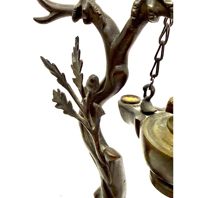 19th Century Pair of Grand Tour Pompeiian NeoClassical Bronze Heron Oil Lamps with Mouse, Swan For Sale - Image 5 of 18