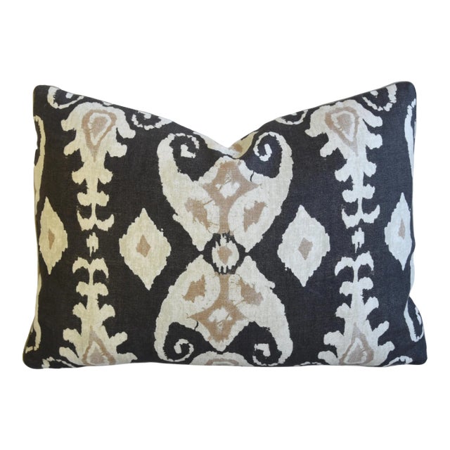 Designer Jim Thompson Caravan Ikat Erawan Feather/Down Pillow 22" X 17" For Sale