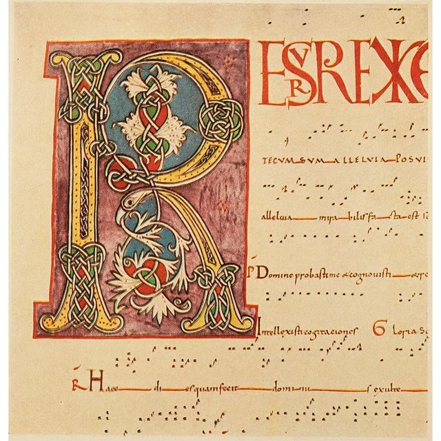 1949 Letter R From "A Gradual of Albi", First Edition Vintage Full Color Lithograph For Sale In Dallas - Image 6 of 8