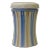 Blue Tan White Strips Ceramic Round Container Urn Jar For Sale