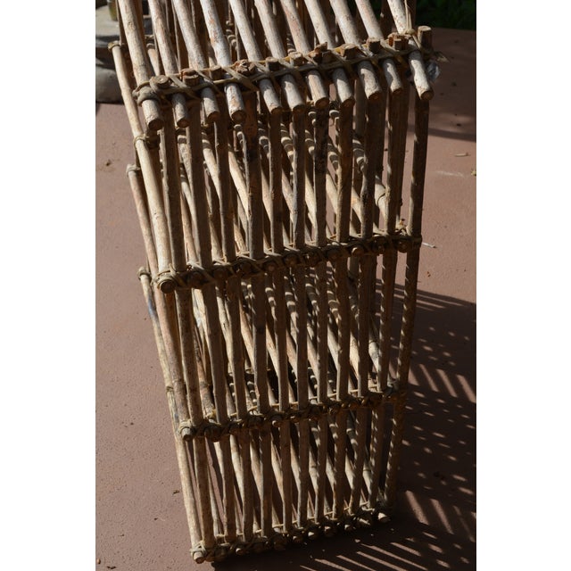 1970s Vintage Rustic Twig Wood & Rawhide Arched Wall or Floor Shelf Shelving For Sale - Image 5 of 14