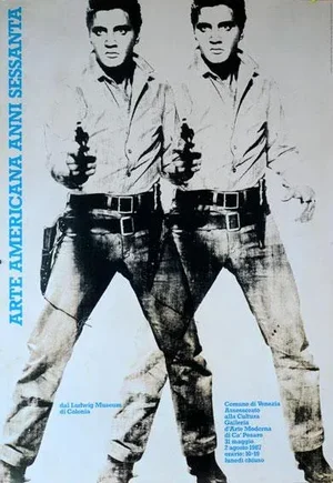 Original Pop Art Andy Warhol Double Elvis Poster for Arte Americana in Italy 1987