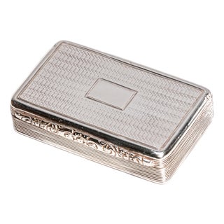 Wonderful English Engine Turned Antique Sterling Silver Snuff Box Tobacciana Engraved Presentation Dedication 1839 For Sale