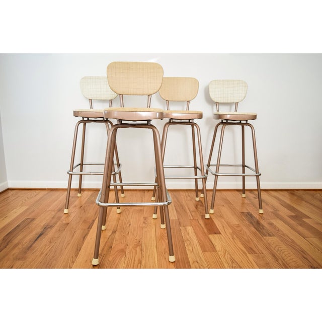 Mid Century Modern Metal & Vinyl Swivel Bar Stools Set of 4 Chairish