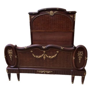 Antique Art Nouveau Ornate Bed in Fire-Gilt Bronze, 1900 For Sale