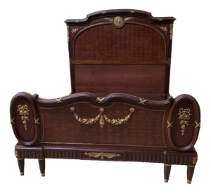 Antique Art Nouveau Ornate Bed in Fire-Gilt Bronze, 1900