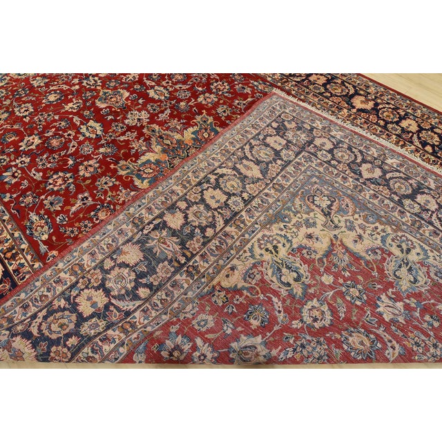 Najafabad Rug 11′ X 17’5” Red Wool Vintage Traditional Hand-Knotted Carpet For Sale - Image 15 of 16