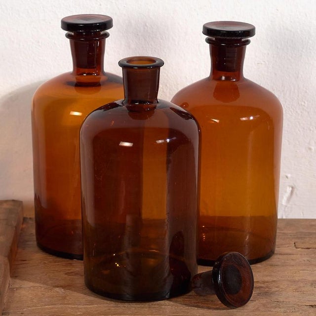Small Apothecary Bottles, 1920s, Set of 3 For Sale - Image 3 of 9