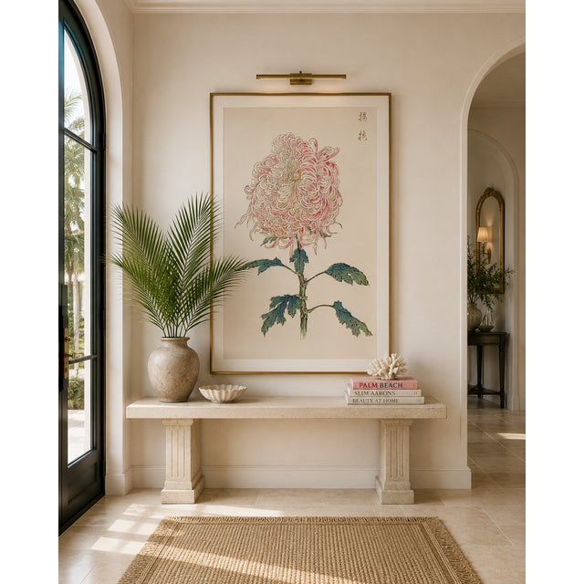 Paper Pink Chrysanthemum, Vintage Japanese Botanical Art Print, 36" X 54" For Sale - Image 7 of 10