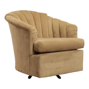 Mid Century Modern Style Channel Back Swivel Club Chair