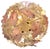 Sputnik-style ceiling lamp with a gold and pink Murano glass leaf design. Italian design. Finded with various opaque...