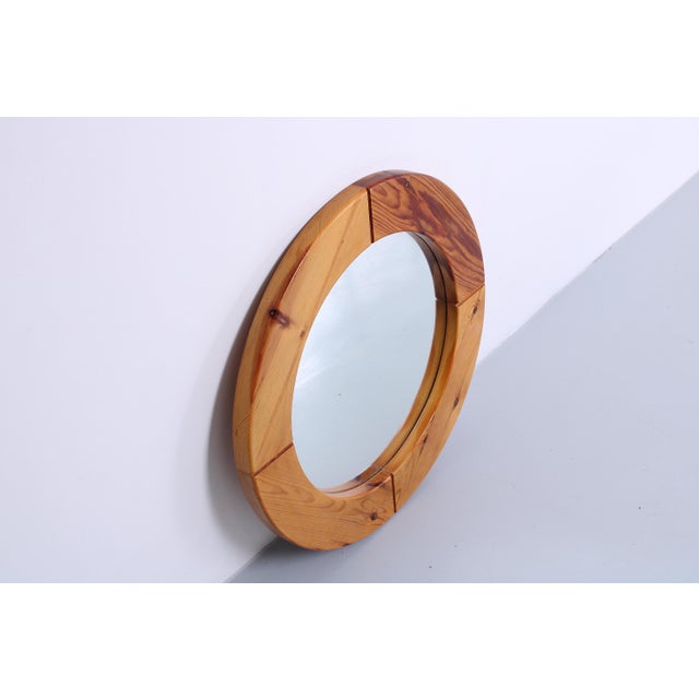 Large Pine Wall Mirror from Glasmäster Markaryd, Sweden, 1960s For Sale - Image 12 of 16