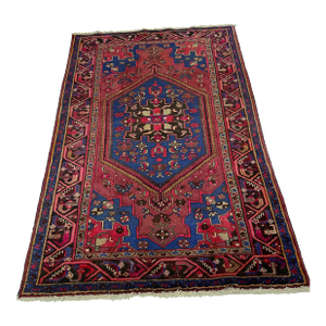 1990s Old Persian Hamedan Area Rug 4'3" X 6'8"