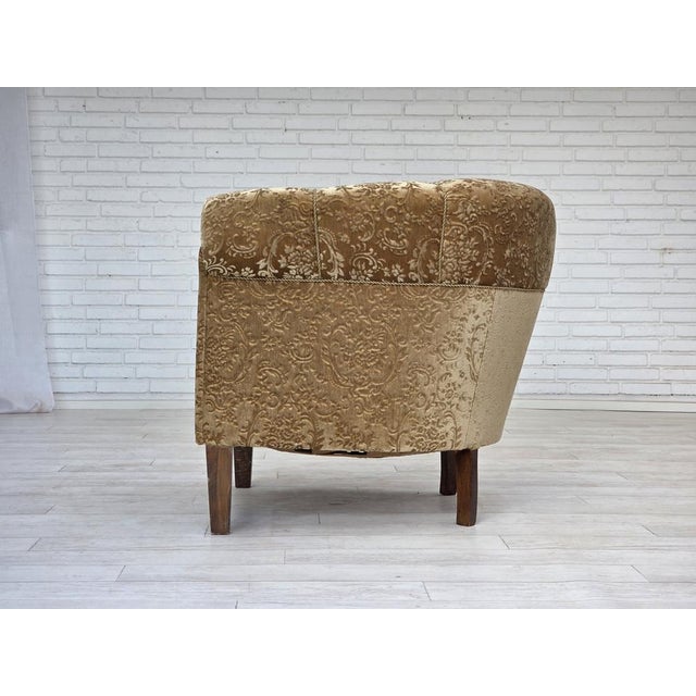 Vintage Danish Armchair in Green Furniture Velour & Ash Wood Legs, 1960s For Sale - Image 18 of 18