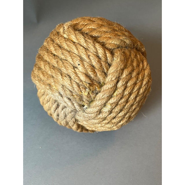 Textile Pottery Barn Monkey Fist Decorative Weighted Door Stop Nautical Knot Rope For Sale - Image 7 of 7