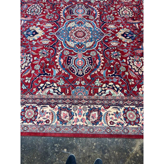 Red 1960s Old Persian Tabriz Area Rug 10 X 13 For Sale - Image 8 of 12