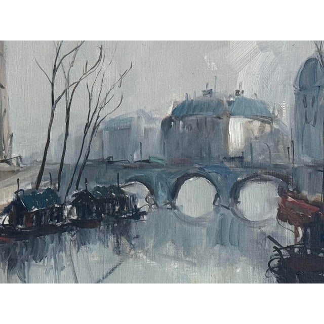 1950s Framed "Paris 1953" French Original Oil Painting, Signed For Sale - Image 5 of 12