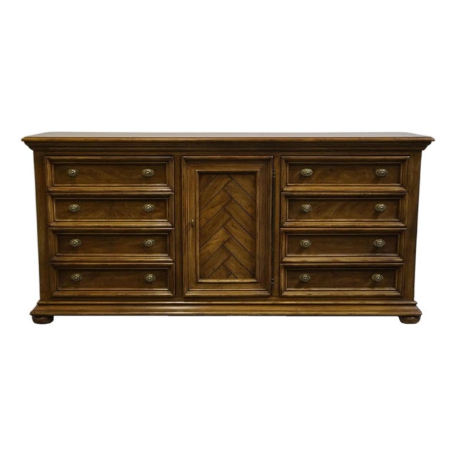 Late 20th Century Drexel Heritage Chartwell Collection Rustic European 69" Triple Door Dresser For Sale