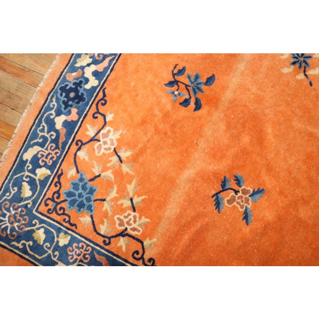 Fire Orange Antique Chinese Rug, 5'11'' X 8'8'' For Sale - Image 10 of 12