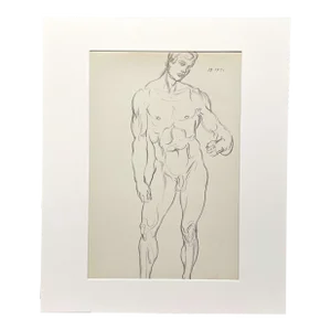 Vintage Male Erotica, Pencil on Paper Figure Study by Harold Haydon