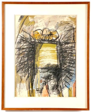Robert Freimark, Abstract Expressionist Watercolor Painting Mexican Farm Worker Robert Freimark, 1963