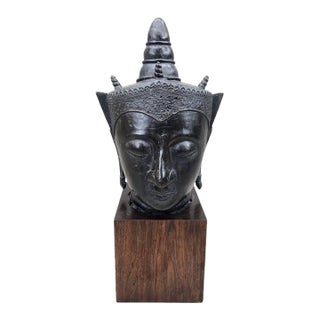 Vintage Southeast Asian Bronze Buddha Head For Sale