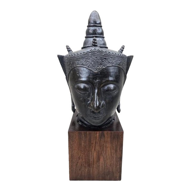 Vintage Southeast Asian Bronze Buddha Head For Sale