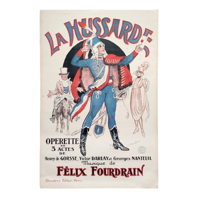 Vintage French Operetta Parisian Theatre Poster, 1920s For Sale