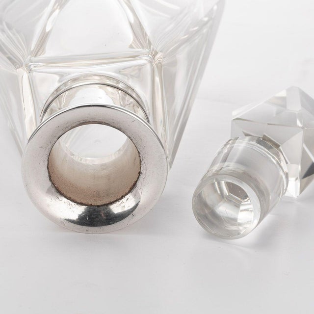20th Century French Art Deco Silver & Glass Decanter, 1930s For Sale - Image 3 of 10