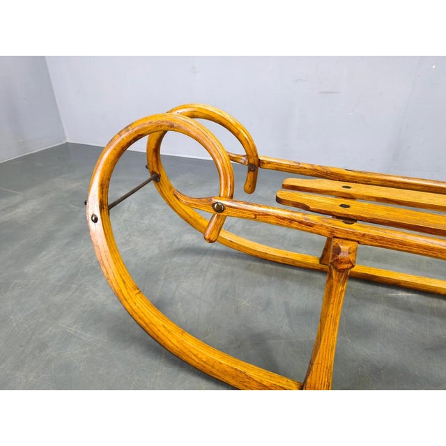 Brown Oak Sled, Former Czechoslovakia, 1930s For Sale - Image 8 of 15