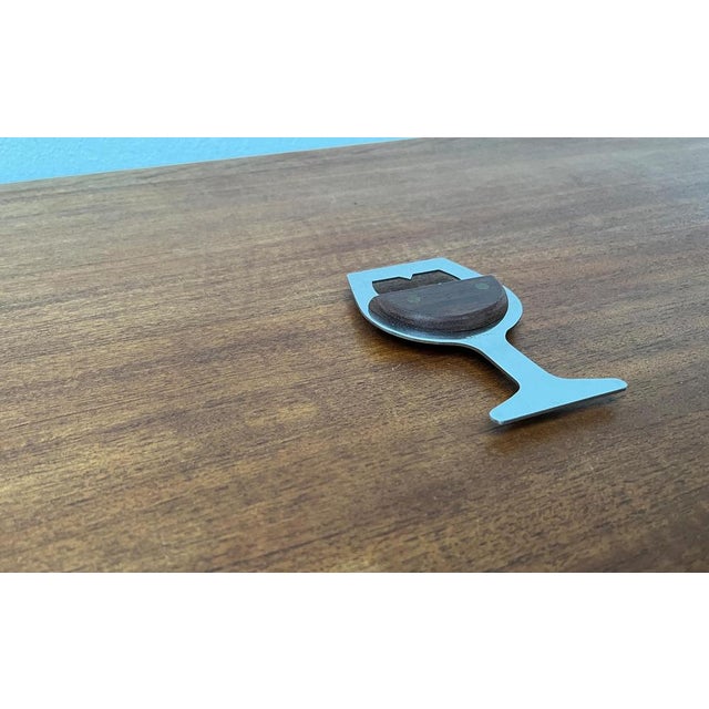 Mid-Century Wine Glass-Shaped Bottle Opener in Metal and Wood, 1960s For Sale - Image 11 of 14