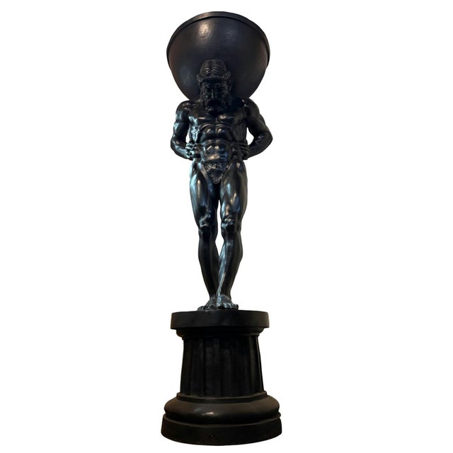 Early 21st Century Monumental Atlas Bronze Bowl Sculpture – 95” Tall For Sale - Image 5 of 5