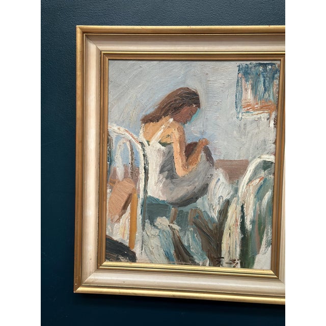Original Swedish Oil on Panel – “Portrait of a Woman” by Gustaf Sjöö – Signed – Vintage & Framed – 59.5 × 51 cm (23.4" ×...